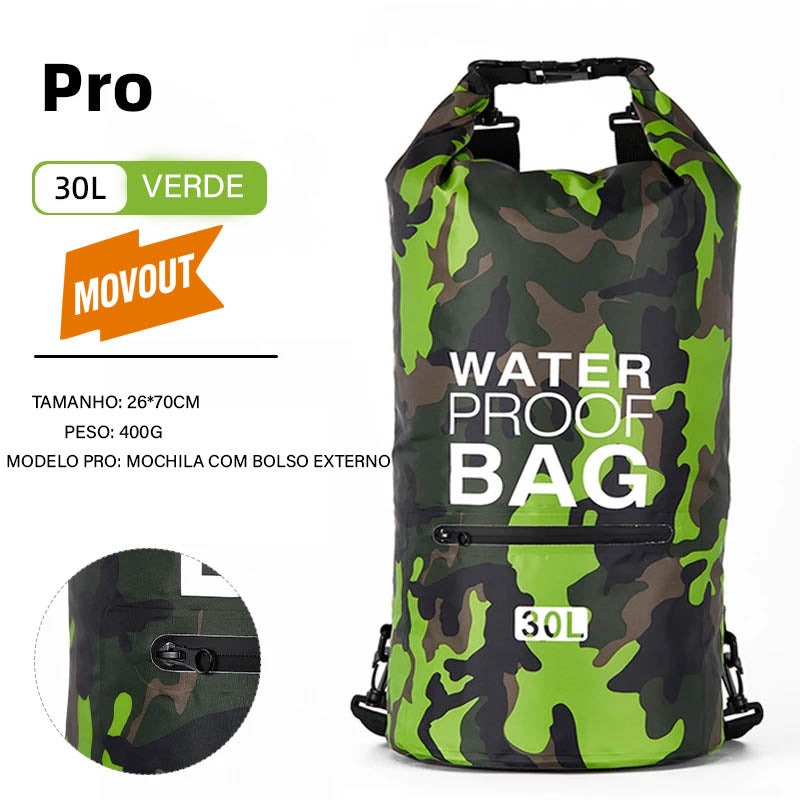 MovOut DryPro 30L/15L – Bolsa Impermeável com Bolso Seco e Externo para Caiaque, Natação, Camping e Esportes Outdoor