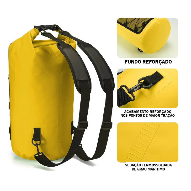 WaterLock™ – Mochila Impermeável Ideal para Trilhas, Esportes Aquáticos e Aventuras Outdoor